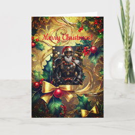 Papais noeis de couro preto Natal, Cartão dobrado 