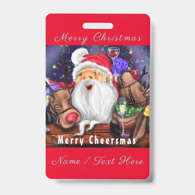 Papais noeis de Crachá de Nome de Natal com Divert (Frente)