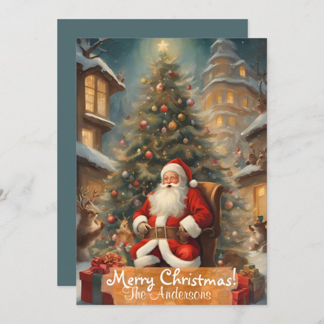 Papais noeis de Natal 12 Feliz Natal! Cartão de Na (Frente/Verso)