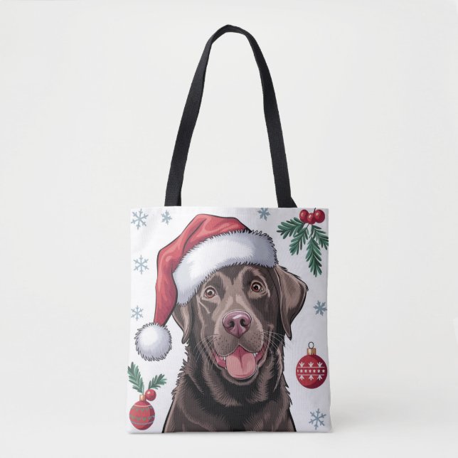 Papais noeis de Natal Cachorro Chocolate Tote Bag (Frente)