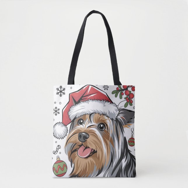 Papais noeis de Natal Cachorro Terrier Tote Bag (Frente)