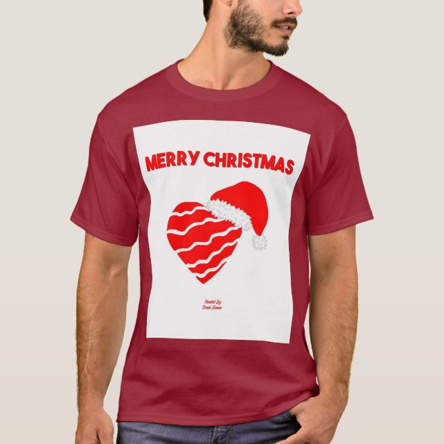 Papais noeis de Natal Camisa Básica do Coração Mas (Frente)