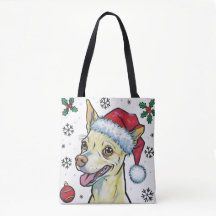 Papais noeis de Natal Cão Chihuahua Tote Bag