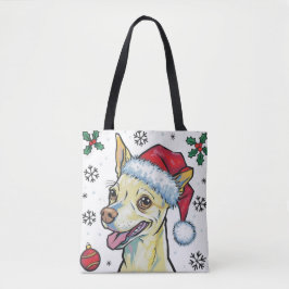 Papais noeis de Natal Cão Chihuahua Tote Bag