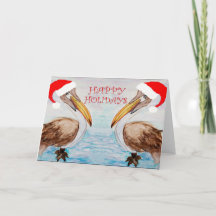 Papais noeis de Natal Cartões de natal pelicanos