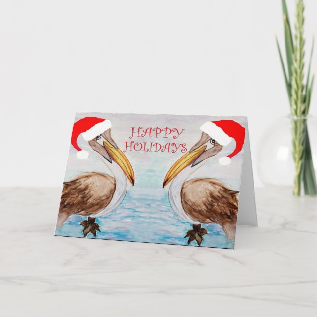 Papais noeis de Natal Cartões de natal pelicanos (Frente)