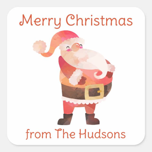 Papais noeis de Natal com Aquarela com adesivos pa (Frente)