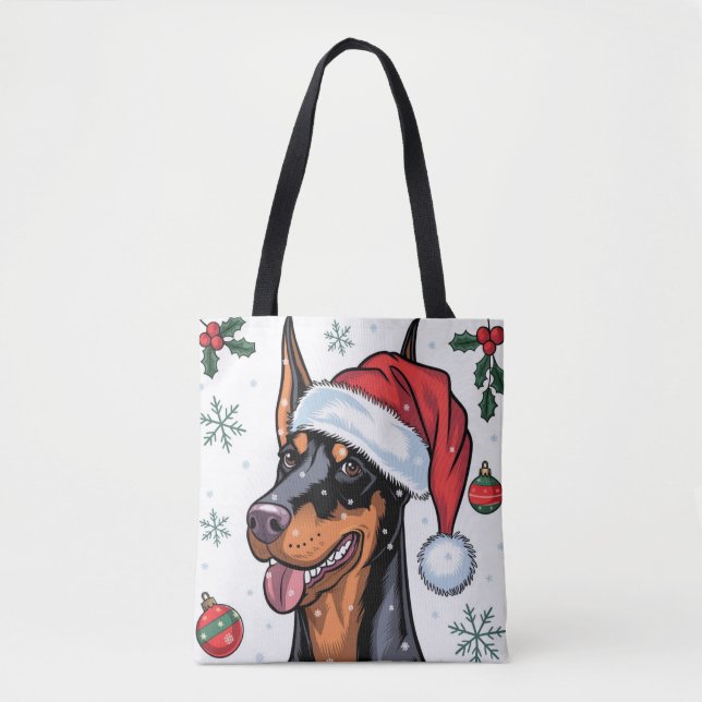 Papais noeis de Natal Dog Doberman Tote Bag (Frente)