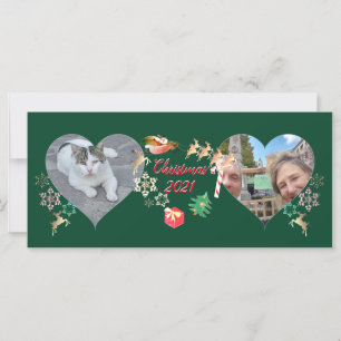 Papais noeis de Natal e Reindeer 2 Fotos Saudação