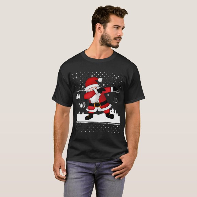 Papais noeis de Natal Engraçados Dabbing T-Shirt (Frente Completa)