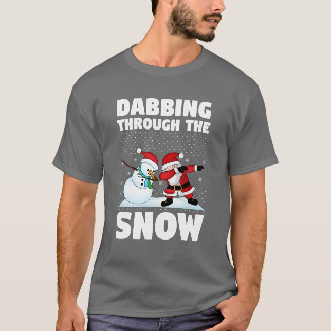 Papais noeis de Natal Engraçados Dabbing T-Shirt (Frente)