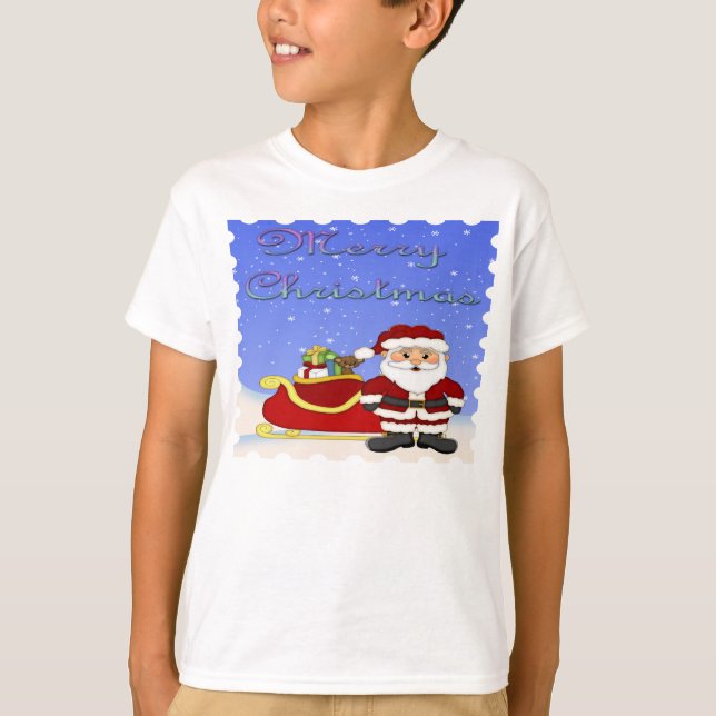 Papais noeis de Natal Feliz Camisa de Capa Longa d (Frente)