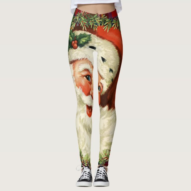 Papais noeis de Natal Leggings de Tartan (Frente)