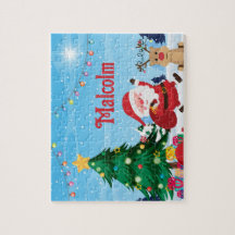 Papais noeis de Natal - Quebra-cabeça de Nome Filh