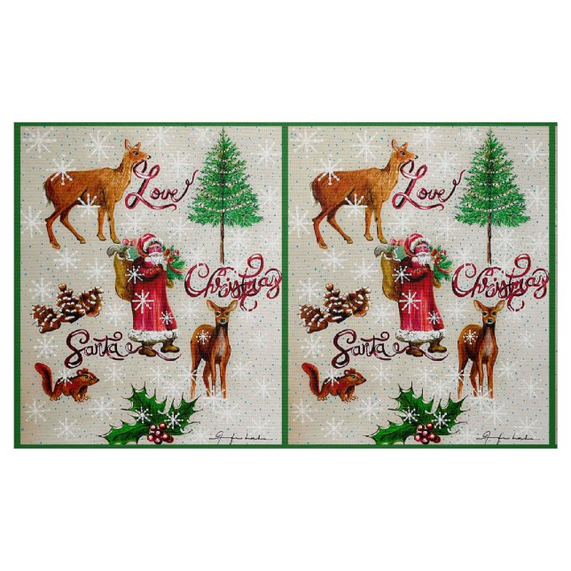 Papais noeis de Natal Tecido de Colagem (Fat Quarter)