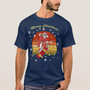 Papais noeis de preto com camiseta de skate, crism