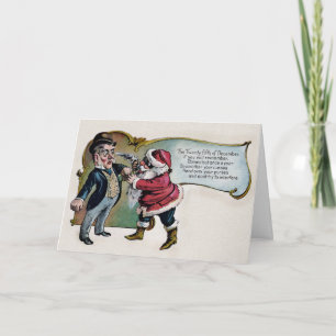 Papais noeis de vindima com cartão de natal de arm