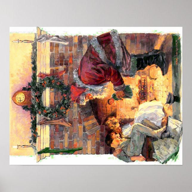 Papais noeis de vindima com crianças poster (Frente)