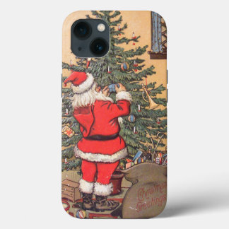 Papais noeis decorando a árvore de Natal