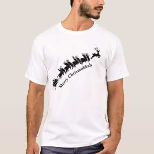 Papais noeis E Camiseta Chrismukkah Silhouette Sle