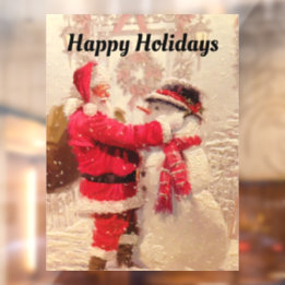 Papais noeis E Garrafa De Janela De Snowman