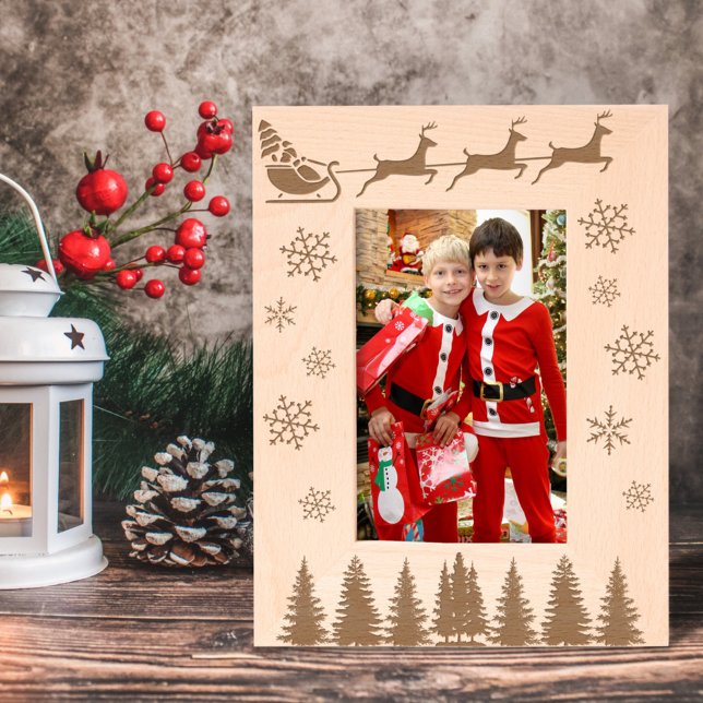 Papais noeis e Reindeer Flocos de Neve e Árvores (Criador carregado)