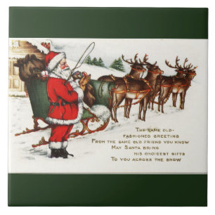 Papais noeis e Sleigh com Azulejo de cerâmica verd