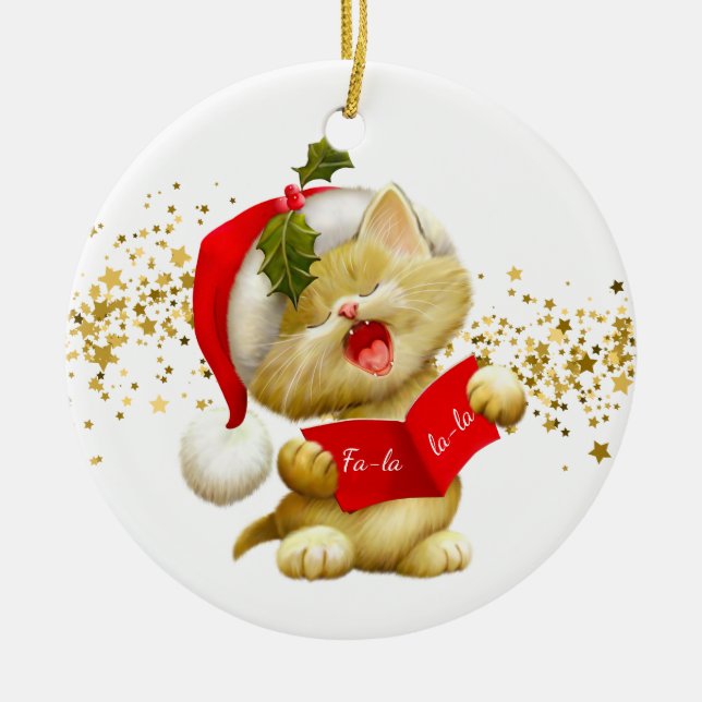 Papais noeis enfeites de natal Gatinho Ornamento c (Frente)