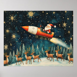Papais noeis Engraçados Retro Christmas Eve Poster