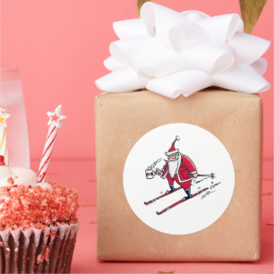 Papais noeis Esquiar adesivos redondos grandes