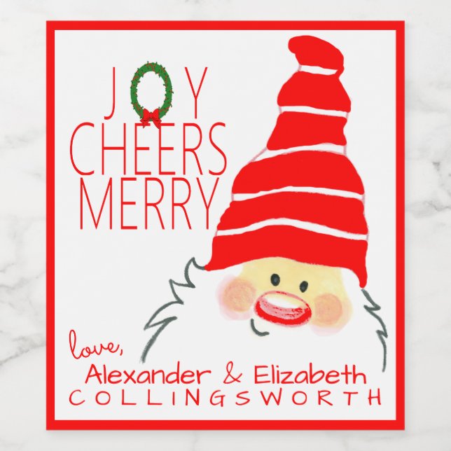 Papais noeis Etiqueta de Vinho de Natal Personaliz (Rótulo Único)