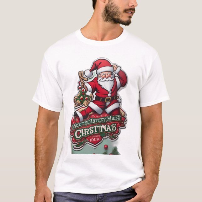 Papais noeis Festivos Design de Camisa de Natal (Frente)