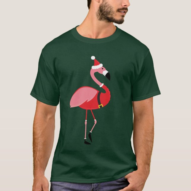 Papais noeis Flamingo Diversão Camisa de Natal (Frente)