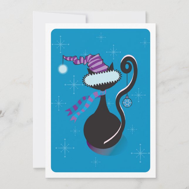 Papais noeis Gatinho Convite Azul (Frente)