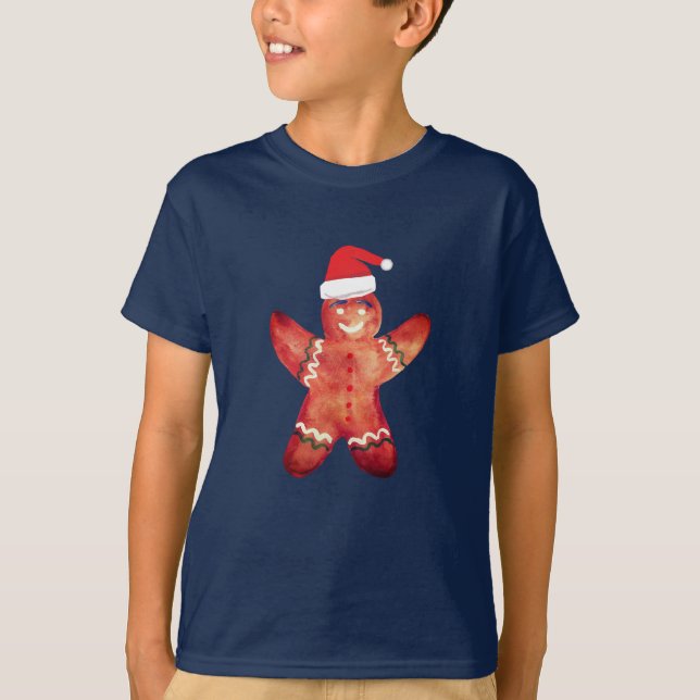 Papais noeis Gingercake Man Cookie Drawing T-shirt (Frente)