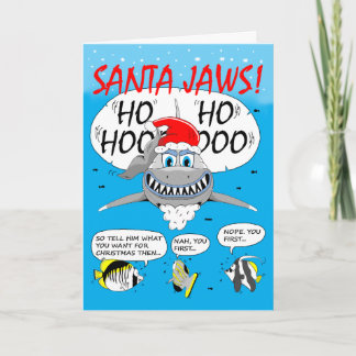 PAPAIS NOEIS JAWS! Cartão de saudação de Natal. Di