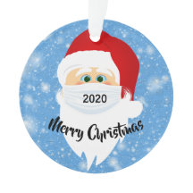 Papais noeis Mascarados 2020 Ornamento acrílico