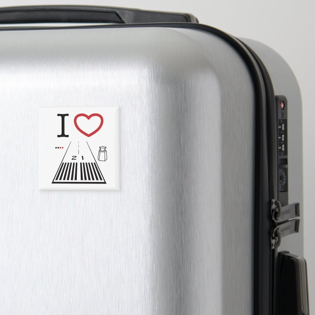 Papais noeis Mônica Airport Runway 21 íman quadrad (In Situ (Luggage))