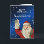 Papais noeis netos acenando cartão de Natal<br><div class="desc">Um cartão de Natal divertido com o Papai Noel acenando.  Atrás dele podemos ver flocos de neve caindo. Um cartão não religioso adequado para uma neta.</div>
