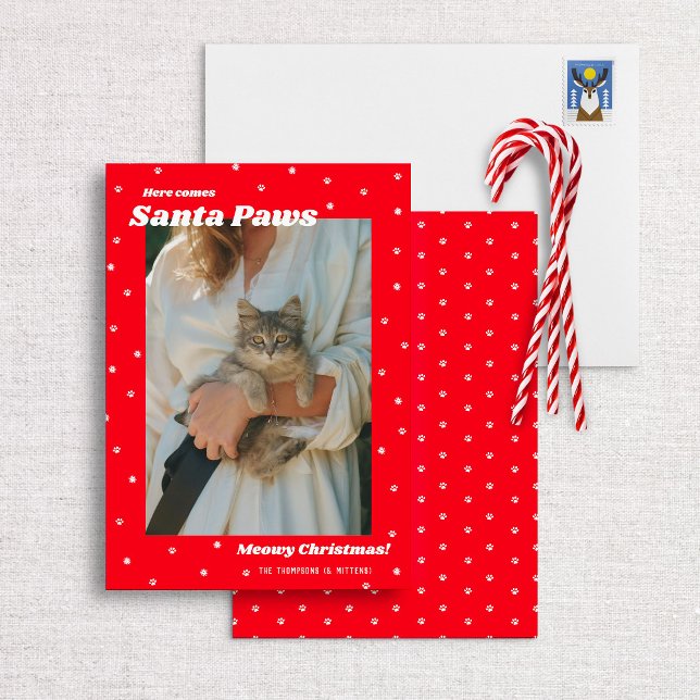 Papais noeis - Paws Meowy Natal Holiday Cartão com (Criador carregado)