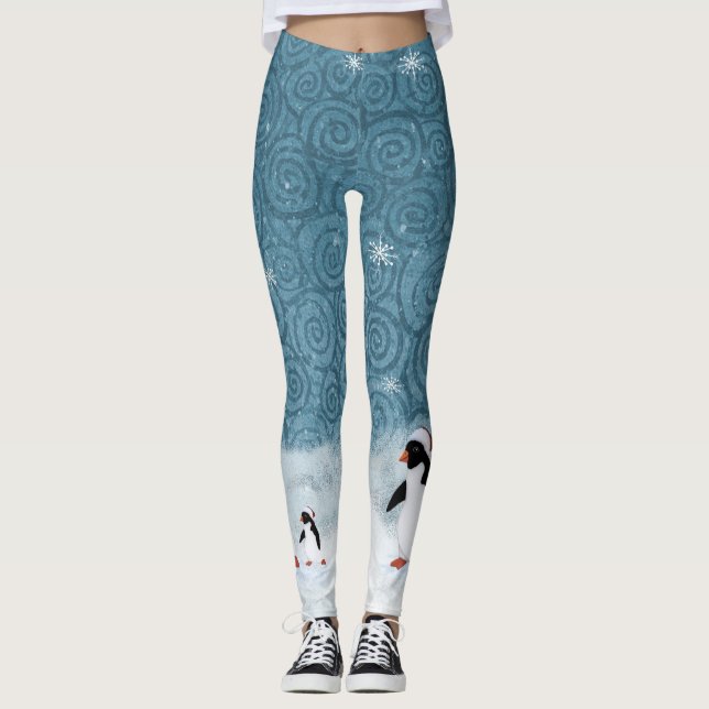 Papais noeis Pinguins Leggings (Frente)