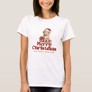 Papais noeis Puppy Natal T-Shirt - Feriado Adoráve