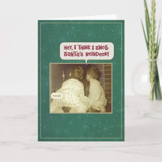 Papais noeis Reindeer Cheira Um Cartão De Natal En (Frente)