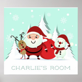 Papais noeis, Reindeer e Snowman - poster de texto