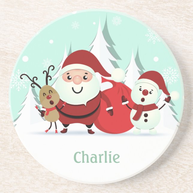 Papais noeis, Reindeer & Snowman - porta copos per (Frente)