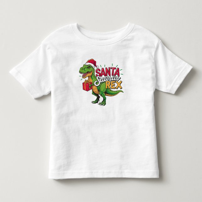 Papais noeis saurus-rex camisa de natal alegre (Frente)