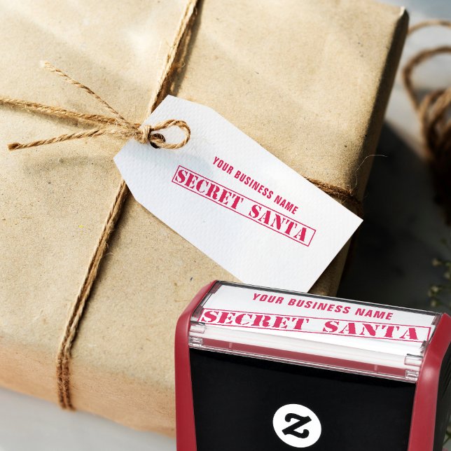 Papais noeis Secretos de Natal Carimbo de Autoimpr (Perfect stamp for your office Secret Santa gift exchange. Just add your business name)