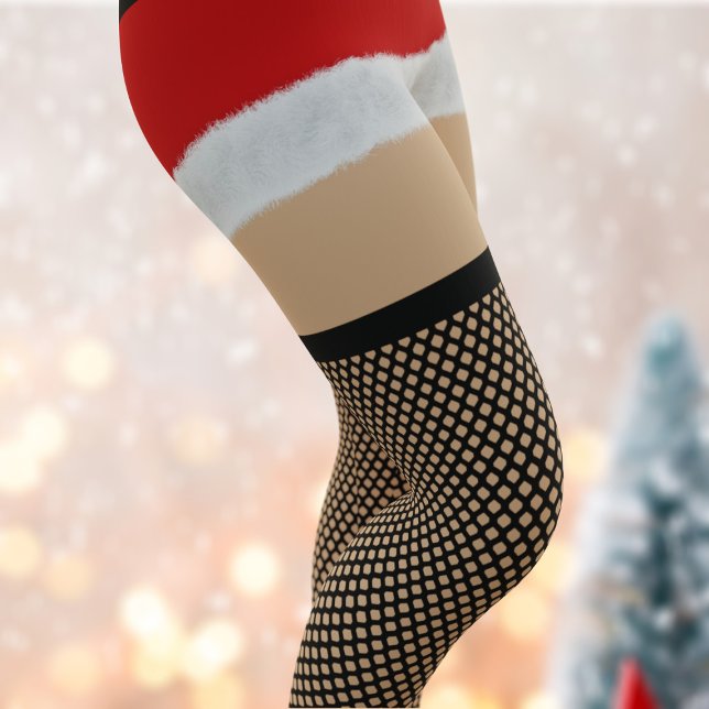 Papais noeis Sexy Fishnet Armazena Leggings de Nat (For naughty and nice girls. Just add your initial to these sexy Santa leggings)