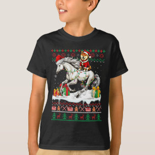Papais noeis Shiba Inu Cavalo Andando Suéter de Na