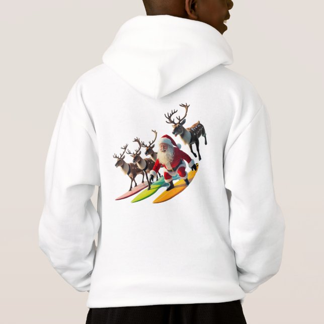 Papais noeis surfando com renas Crianças Pullover  (Verso)